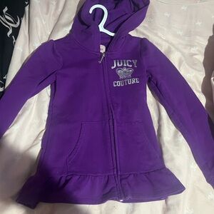 Juicy Couture Purple Zip-Up Hoodie with Ruffled Hem